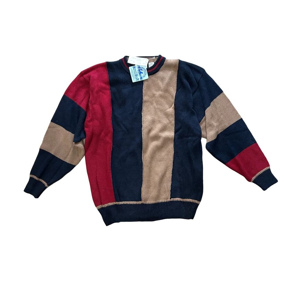 Vintage Frankenmuth‎ Vertigo Ramie Cotton Colorblock Sweater XL NWT